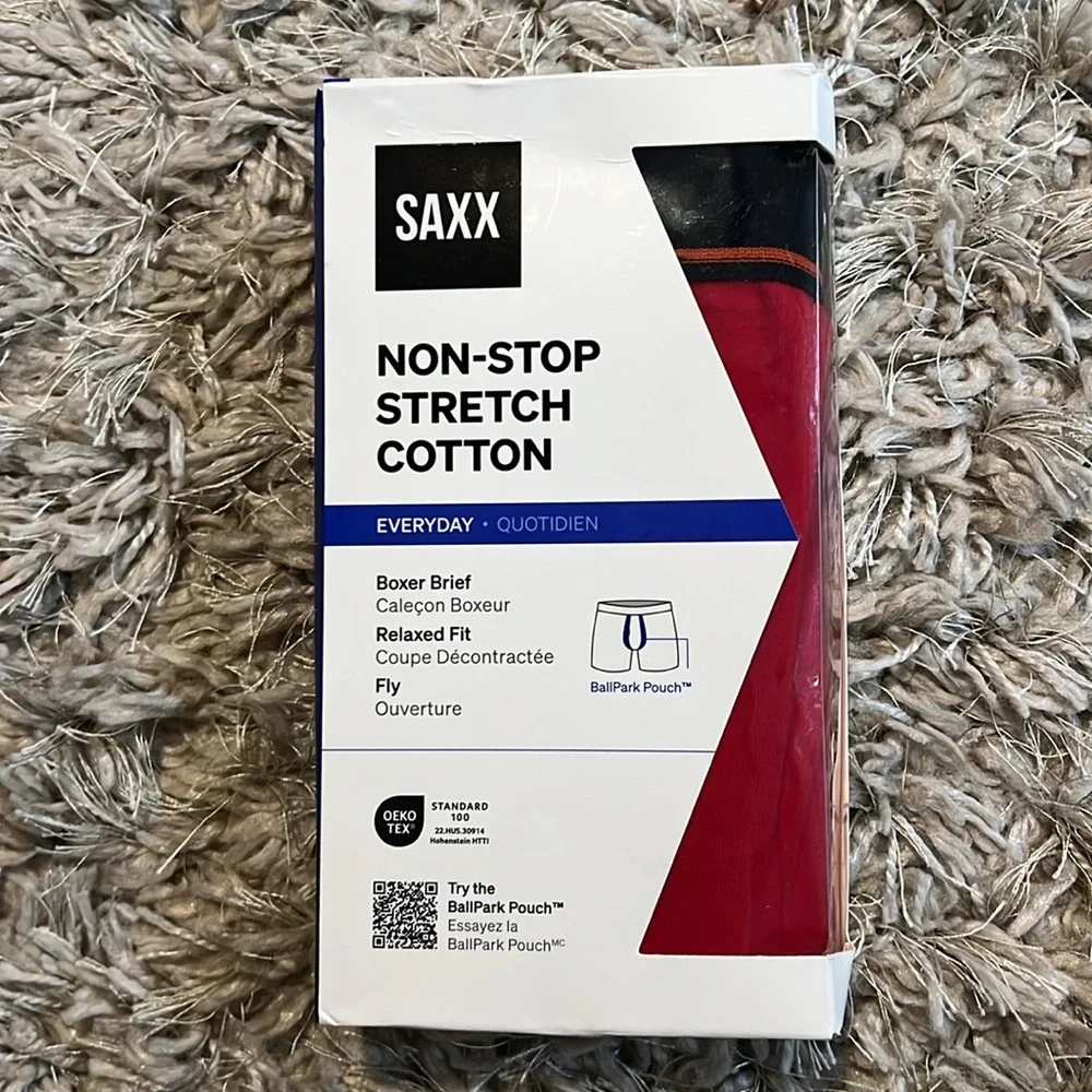 SAXX Nonstop Stretch Cotton Boxer Briefs - Red